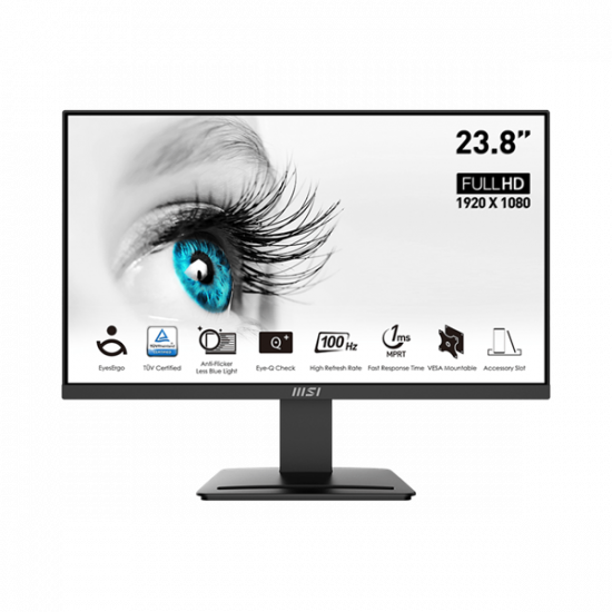 MSI Monitor Business PRO MP2412 23,8" FHD, 1920x1080, IPS, 100Hz, 4000:1 CR, 300cd/m2, 1ms, HDMI,  DP, Black