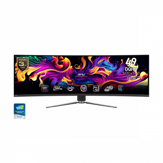 MSI Monitor GAMING MPG 491CQP QD-OLED Ívelt 49" 5120x1440, 32:9, 1800R, 0,03ms, 144Hz, 2x HDMI, DP, USB-C, Black