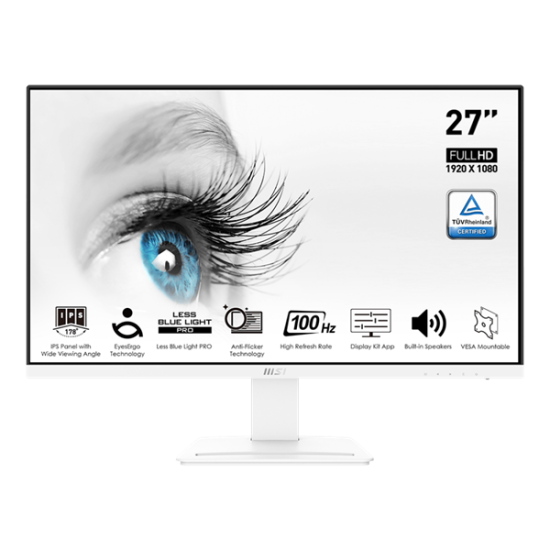 MSI Monitor Business PRO MP273AW 27" FHD 1920x1080, IPS 16:9 100Hz, 1ms, 1000:1, HDMI, DP, VGA, White