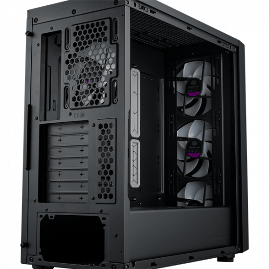 COOLER MASTER Ház ATX MasterBox 600, 4db ARGB Ventilátor, Tápegység nélkül, Üvegfalú, fekete