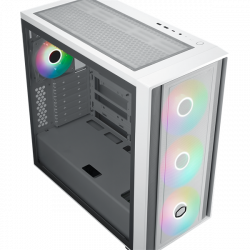 COOLER MASTER Ház ATX MasterBox 600, 4db ARGB Ventilátor, Tápegység nélkül, Üvegfalú, fehér
