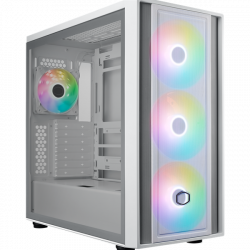 COOLER MASTER Ház ATX MasterBox 600, 4db ARGB Ventilátor, Tápegység nélkül, Üvegfalú, fehér