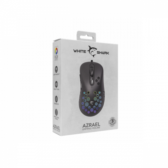 WHITE SHARK AZRAEL-B, GM-5013B gamer egér,6D, fekete, 7200 dpi, RGB