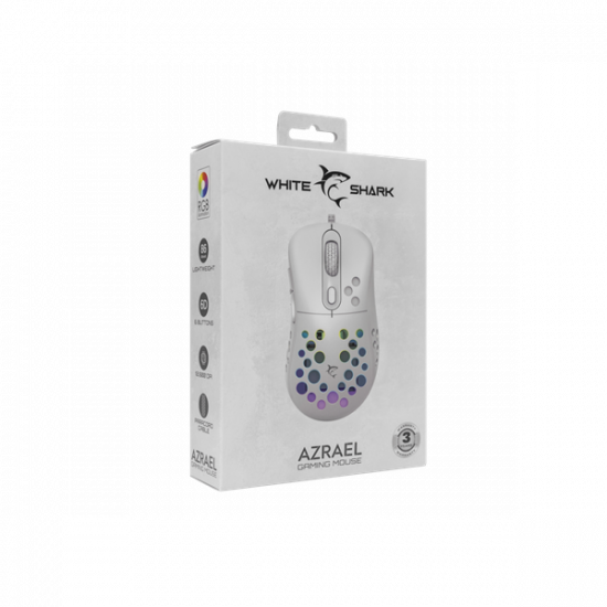 WHITE SHARK AZRAEL-W, GM-5013W gamer egér,6D, fehér, 7200 dpi, RGB