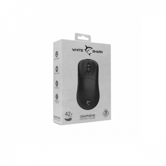 WHITE SHARK GRAPHENE-B, GM-5014B gamer egér,6D, fekete, 6200 dpi, RGB