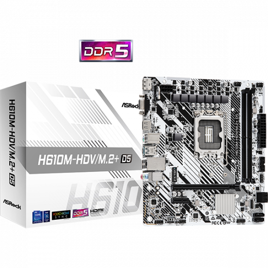 ASROCK Alaplap S1700 H610M-HDV/M.2+ D5 INTEL H610, mATX