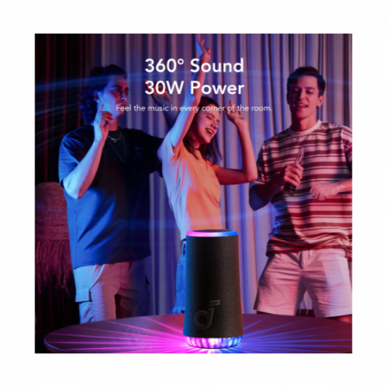 ANKER Bluetooth Hangszóró, Soundcore Glow, 30W, vízálló, fekete -  A3166G11