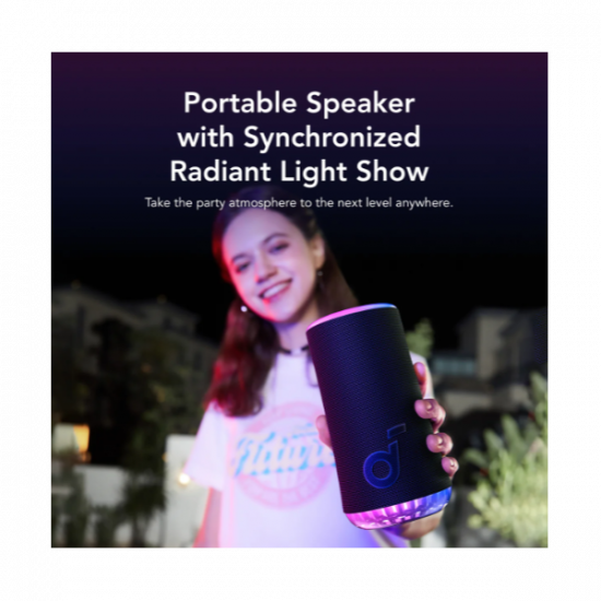 ANKER Bluetooth Hangszóró, Soundcore Glow, 30W, vízálló, fekete -  A3166G11