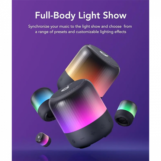 ANKER Bluetooth Hangszóró, Soundcore Glow MINI, 8W, vízálló, fekete -  A3136G11