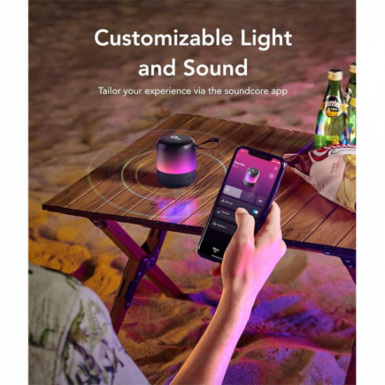 ANKER Bluetooth Hangszóró, Soundcore Glow MINI, 8W, vízálló, fekete -  A3136G11