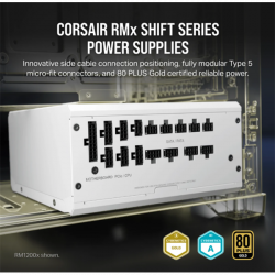CORSAIR Tápegység Moduláris, RM1000x Shift White, 1000W, 14cm, 80+ Gold