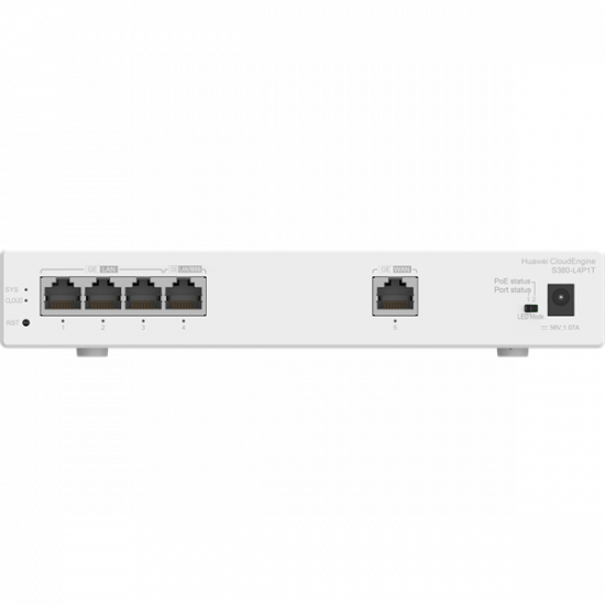 Huawei eKit Engine Gateway 1x1000Mbps (WAN) + 4x1000Mbps (50W POE+ LAN), Asztali - S380-L4P1T