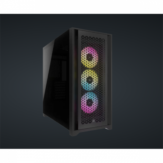 CORSAIR Ház iCUE 5000D RGB AIRFLOW, 3xAF120 RGB Ventillátorral + iCUE Kontroller, Tápegység nélkül, Edzett Üveg, fekete