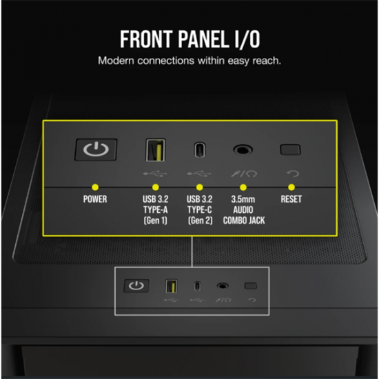 CORSAIR Ház iCUE 4000D RGB AIRFLOW, 3xAF120 RGB ELITE Ventillátorral + Kontroller, Tápegység nélkül, Edzett Üveg, fekete