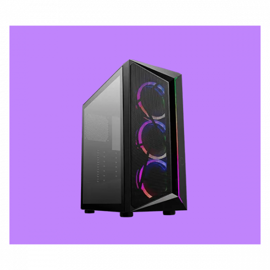 COOLER MASTER Ház Midi ATX CMP 510, 3x ARGB Ventilátor, Tápegység nélkül, Üvegfalú, fekete