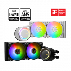 MSI CPU hűtő Coreliquid E240 2xARGB (vízhűtés), Univerzális, Fehér