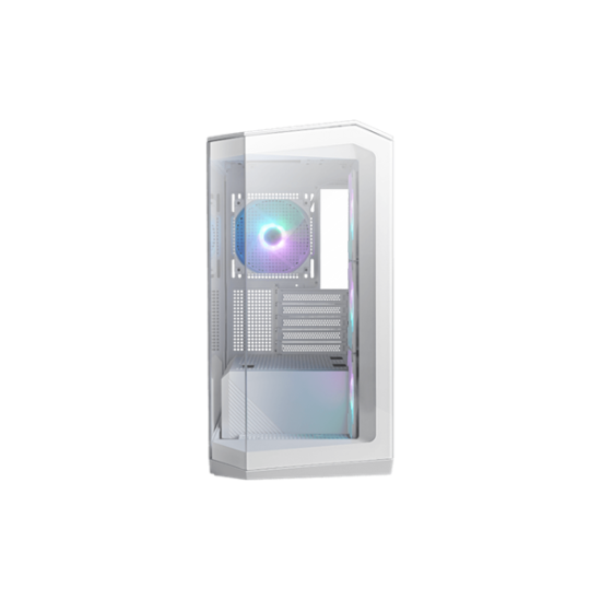 MSI Ház Micro ATX PANO M100R PZ WHITE, 4xARGB ventilátor, Tápegység nélkül, üvegfalú, fehér