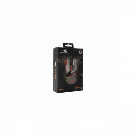 BARACUDA W029908 MANTA-G, BGM-047G gamer egér,8D, szürke, 12800 dpi