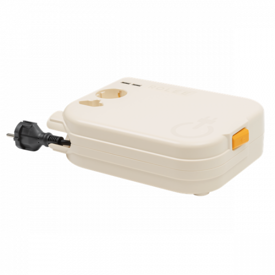 ROLEE L automata hosszabbító, 1db földelt + 1db földeletlen + 2db USB aljzat, 3,5m, Gyöngyfehér