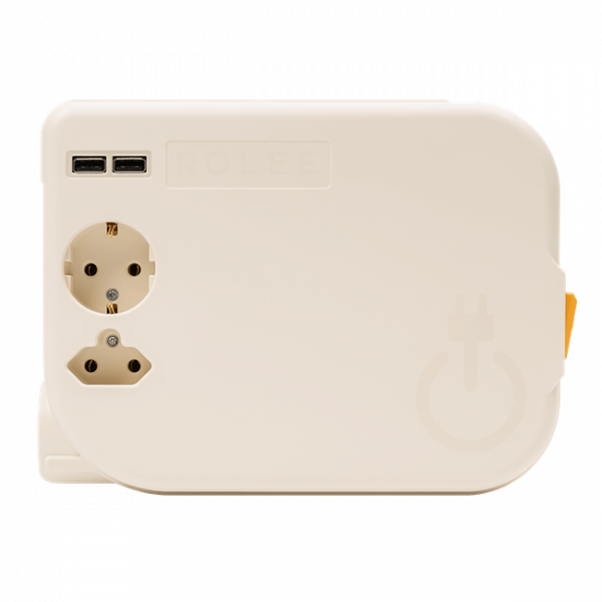 ROLEE L automata hosszabbító, 1db földelt + 1db földeletlen + 2db USB aljzat, 3,5m, Gyöngyfehér