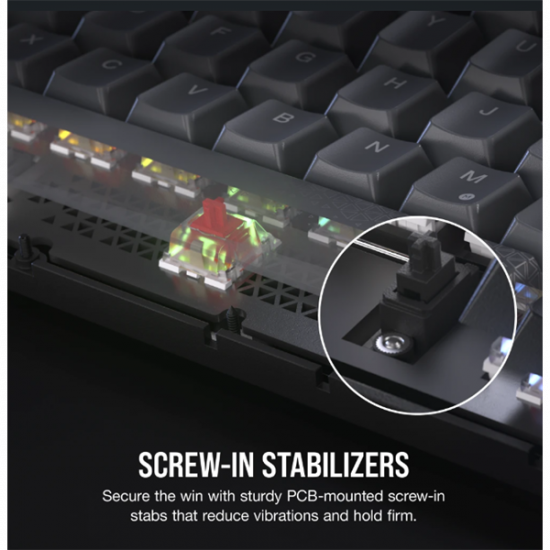 CORSAIR Vezeték Nélküli Billentyűzet Gaming, K65 PLUS 75%, Mechanikus, MLX Red switch, US, fekete