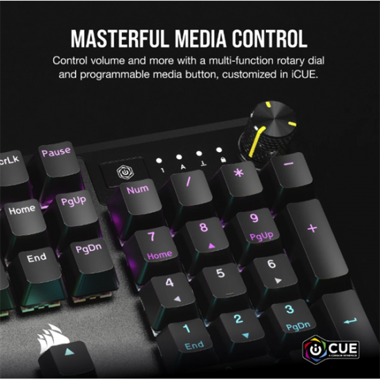 CORSAIR Vezetékes Billentyűzet Gaming, K70 CORE RGB, Mechanikus, MLX Red switch, 104 gombos, US, fekete