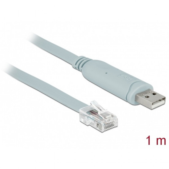 DELOCK Átalakító USB 2.0 Type-A male > 1x Soros RS-232 RJ45 male 1m szürke