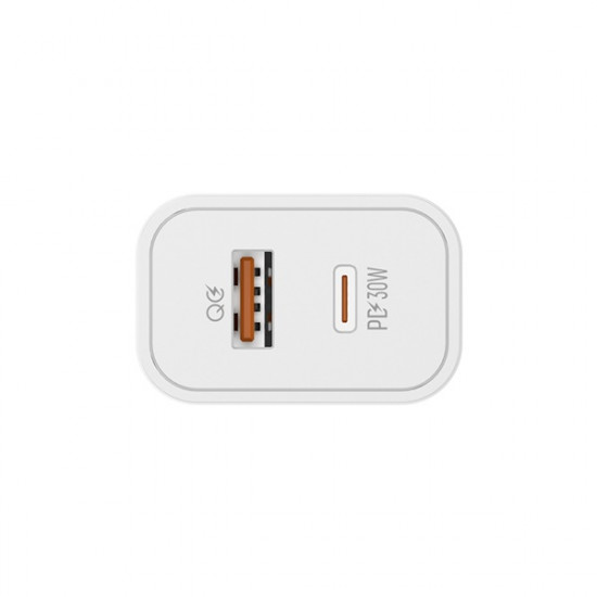 COLORWAY USB töltő adapter, Power Delivery Port PPS USB (Type-C PD + USB QC3.0) (30W) white (CW-CHS037PD-WT)