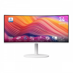 MSI Monitor Business Modern MD342CQPW Ívelt 34" QHD, 3440x1440, 100Hz VA 21:9, 3000:1 CR, 300cd/m2, 4ms, HDMI, DP, White