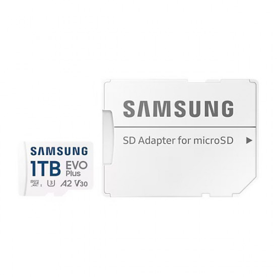 SAMSUNG Memóriakártya, EVO Plus microSDXC kártya, 1TB, UHS-1, U3, V30, A2, + SD Adapter, R160/W