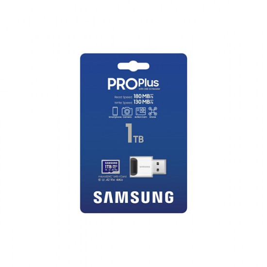 SAMSUNG Memóriakártya, PRO Plus + Reader microSDXC 1TB, CLASS 10, UHS-I, U3, V30, A2, R180/W130