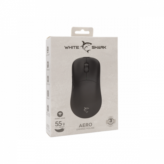 WHITE SHARK AERO-B WGM-5015B gamer egér, 10.000 dpi, 6 gombos fekete