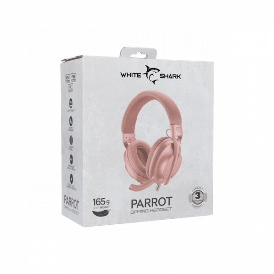 WHITE SHARK PARROT-P, GH-2440P, gamer fejhallgató, pink