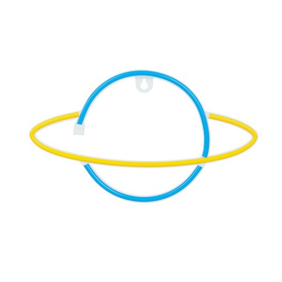 FOREVER LIGHT Neon LED dekorációs lámpa SATURN,  ki/be kapcsoló, USB vagy 3xAA 1,5V, 2m kábel,