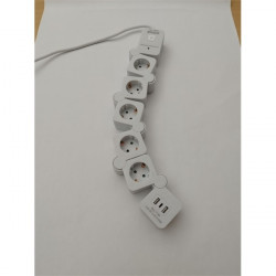 SPS túlfeszültségvédő elosztó, 1,5 méteres, 5 DIN + 2 USB + 1 USB-C, flexi