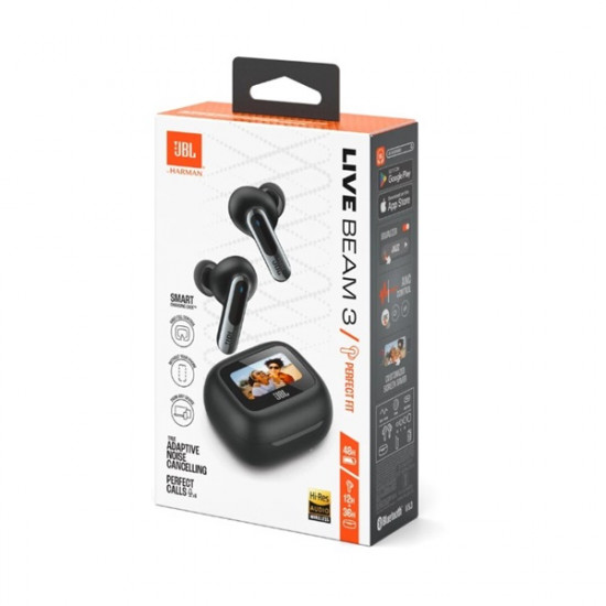 JBL Live Beam 3 (Vezeték nélküli fülhallgató), Fekete