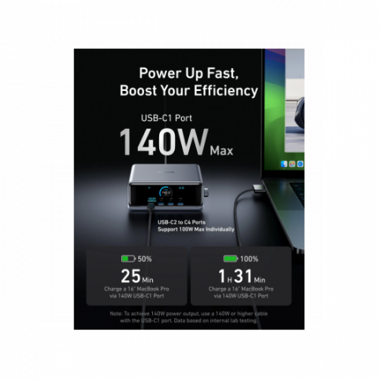 ANKER Hálózati Töltő, Prime Charger GaNPrime, 6 portos, 250W, 4xUSB-C, 2xUSB-A, EU, fekete - A2345341