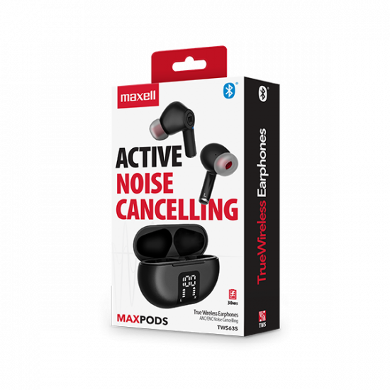 MAXELL Fülhallgató MAXPODS, tws, ANC (aktív zajszűrés), ENC, fekete