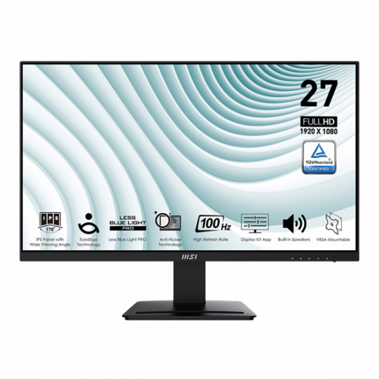 MSI Monitor Business PRO MP273A 27" FHD 1920x1080, IPS 16:9 100Hz, 1ms, 1000:1, HDMI, DP, VGA, Black