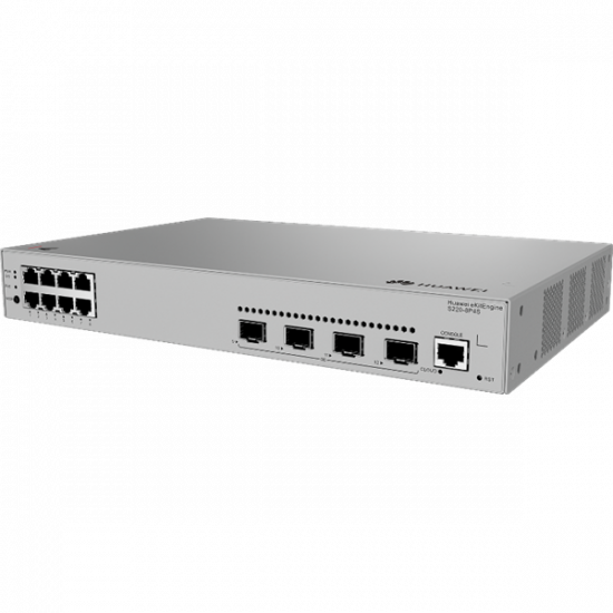 Huawei eKit Switch 8x1000Mbps (125W POE+) + 4x1000Mbps SFP, Layer2+ managed, Rackes/Asztali - S220-8P4S