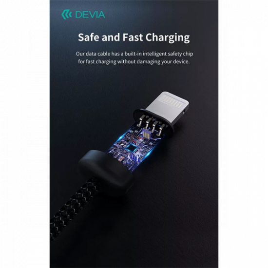 DEVIA ST108035 Gracious v2 12W USB/Lightning 1m -es fekete adat-és töltőkábel