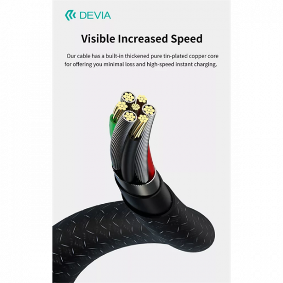DEVIA ST108035 Gracious v2 12W USB/Lightning 1m -es fekete adat-és töltőkábel