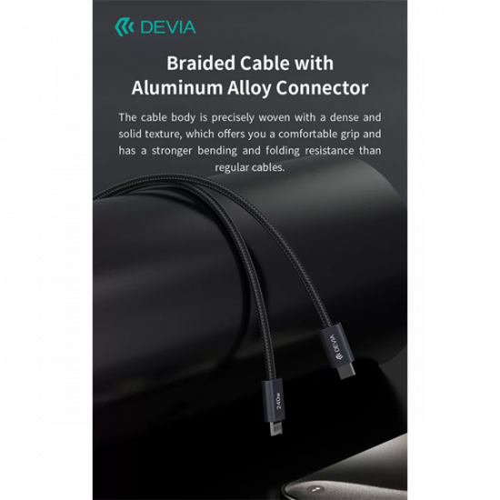 DEVIA ST108721 Extreme Speed PD 240W Type-C/Type-C 2m-es fekete adat-és töltőkábel