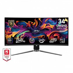 MSI Monitor GAMING MPG 341CQPX QD-OLED Ívelt 34" UWQHD 3440x1440 21:9, 240Hz, 1500000:1, 0,03ms, 2x HDMI, DP, USB-C
