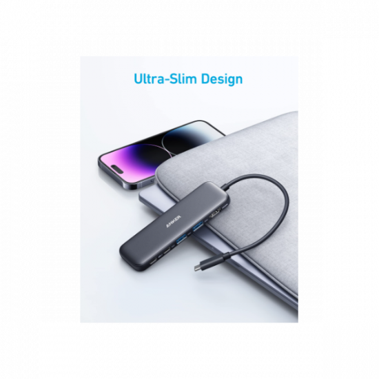 ANKER USB HUB, 322 5-in-1, USB-C Hub, 4K HDMI, 2xUSB-A, PD-IN 100W, USB-C 5Gbps, fekete - A8355H11