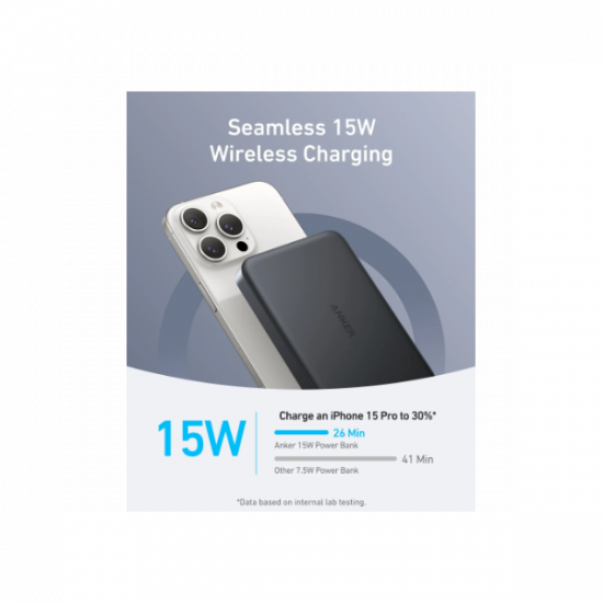 ANKER Vezeték Nélküli Powerbank, MagGo Powerbank, 10000mAh, EU, fekete -  A1664H11