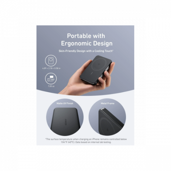 ANKER Vezeték Nélküli Powerbank, MagGo Powerbank, 10000mAh, EU, fekete -  A1664H11