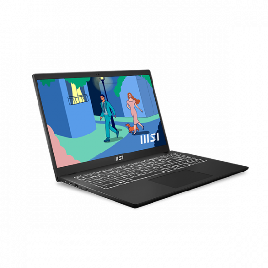 MSI Business NB Modern 15 B7M-455, 15.6" FHD, Ryzen 5 7430U, 16GB, 512GB M.2, INT, NOOS, Fekete