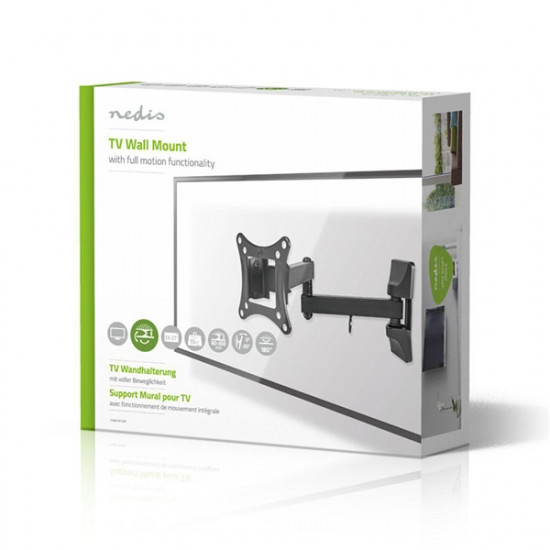 Nedis TVWM1510BK 13"-27"  LCD TV / monitor fali tartókonzol, maximum 15 kg, forgatható, dönthető, fekete