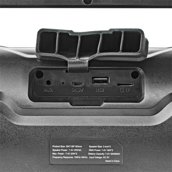 Nedis SPBB310BK akkumulátoros party boombox, 120W, Bluetooth, 10 m hatótávolság, USB, microSD , 6 óra vez nélkül